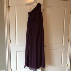 One Shoulder Bridesmaid Dress - Plum